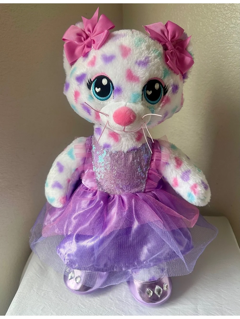 Build-A-Bear Sugar Hearts Kitty Cat Plush Stuffed Animal W/outfit